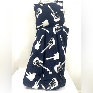 THRO Marlo Lorenz Plush Fleece Sleeping Bag Blanket Pillow Guitars Rock Blue